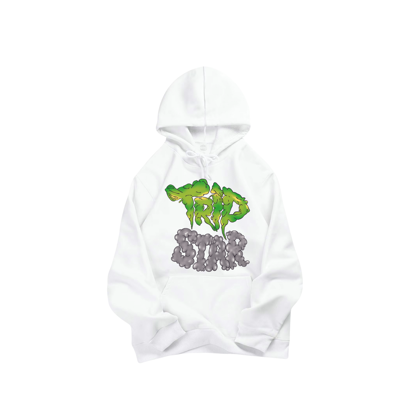 TripStar Hoodie Green and Gray Bubble Letters