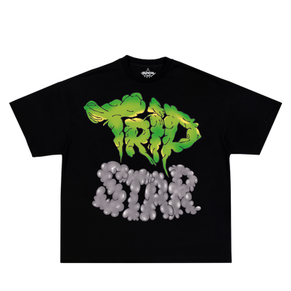 TripStar T-Shirt Green and Gray Bubble Letters