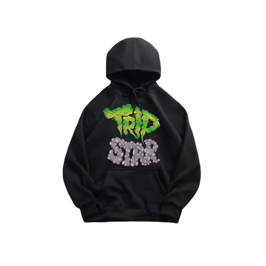 TripStar Hoodie Green and Gray Bubble Letters